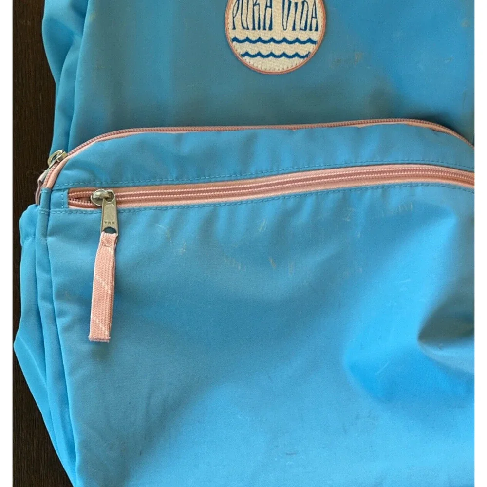 Pura Vida Pink & Blue Wave Patch School Work College Backpack 3 Pocket